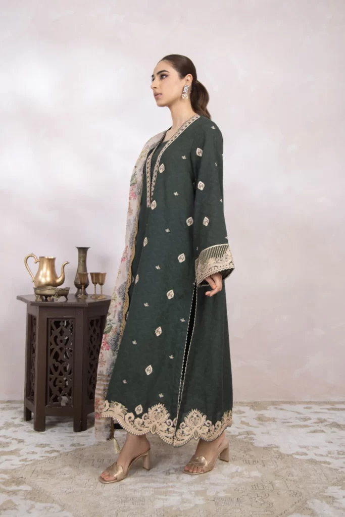 3 Piece - Embroidered Jacquard Suit