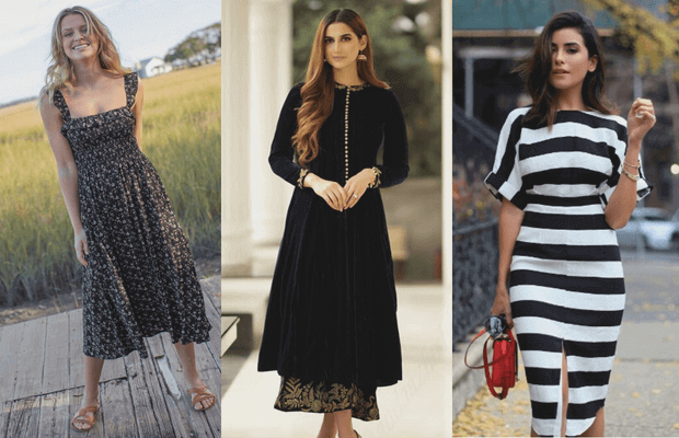 Pakistani Black and White Dress Designs for Girls