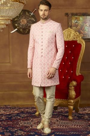 Pink-and-Off-White-Mens-Sherwani