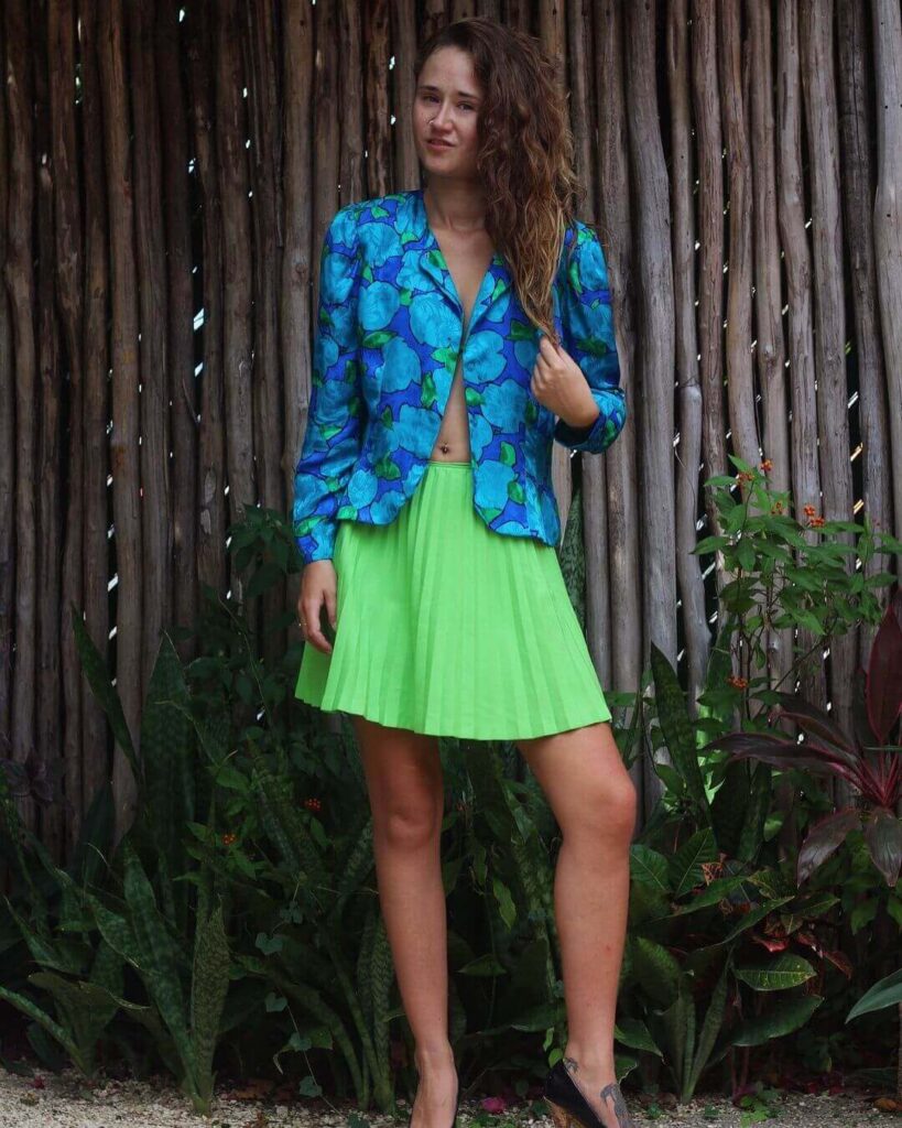 Florals And Neon Colors blue and green