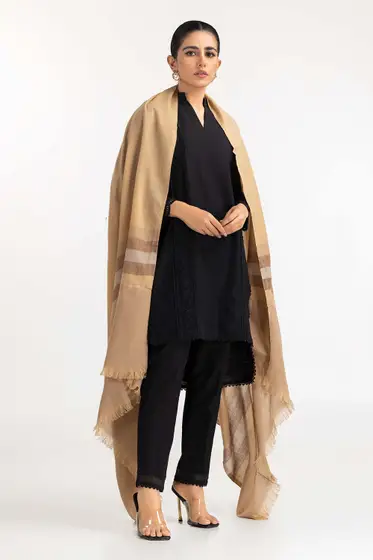 Brown Shawl With Stripes 