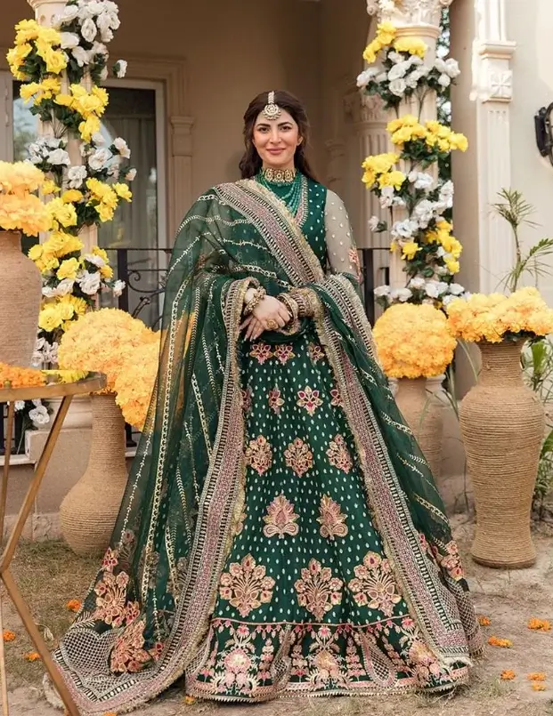 Naimal Khawar Khan wedding dress green