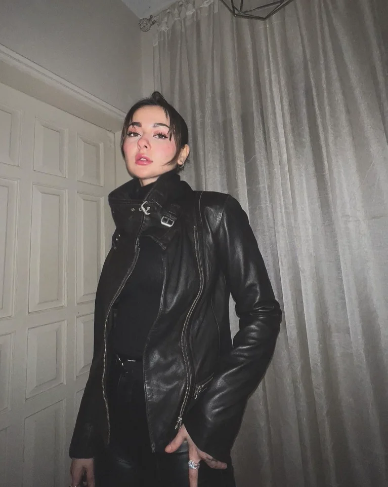 Hania Amir in Black Jacket