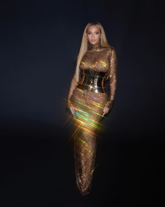 Beyonce set the internet on fire shinning in a golden see-through dress