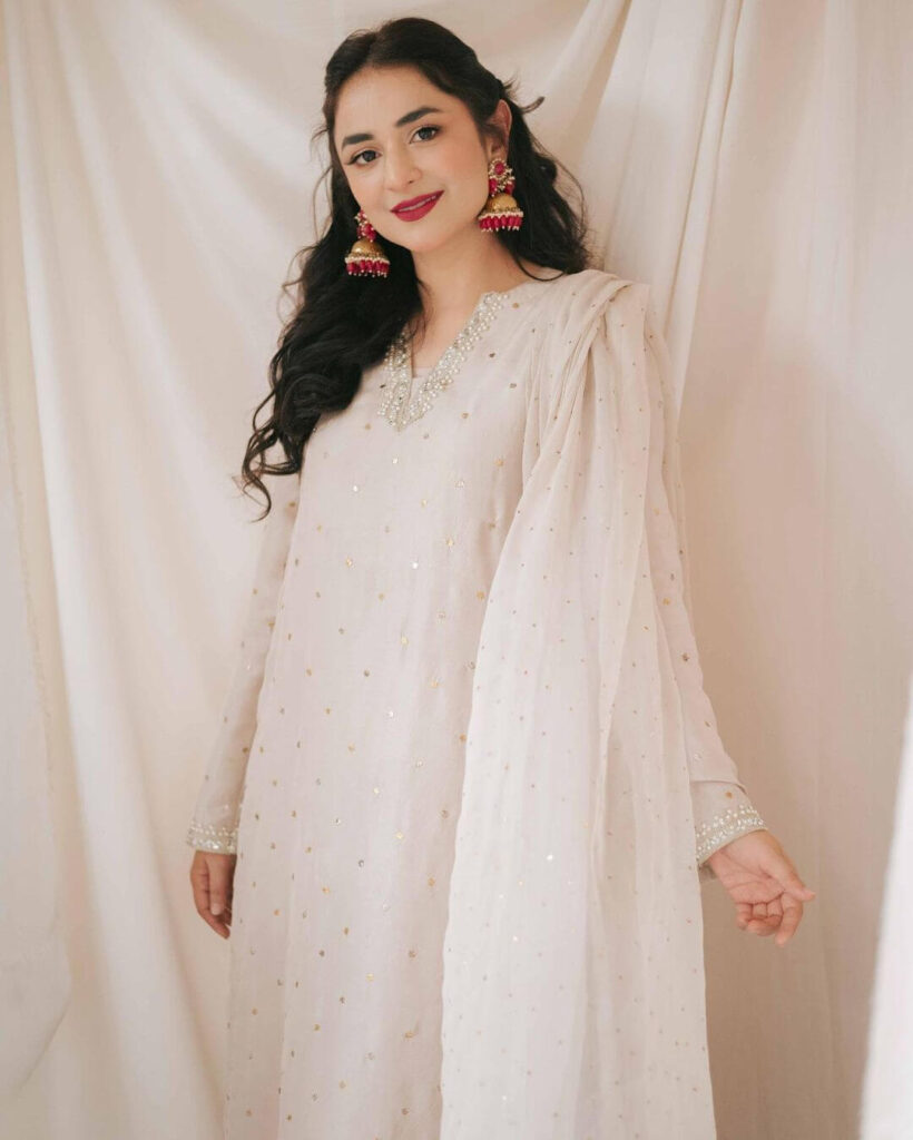 Yumna Zaidi all-white look by Noor’h Gul