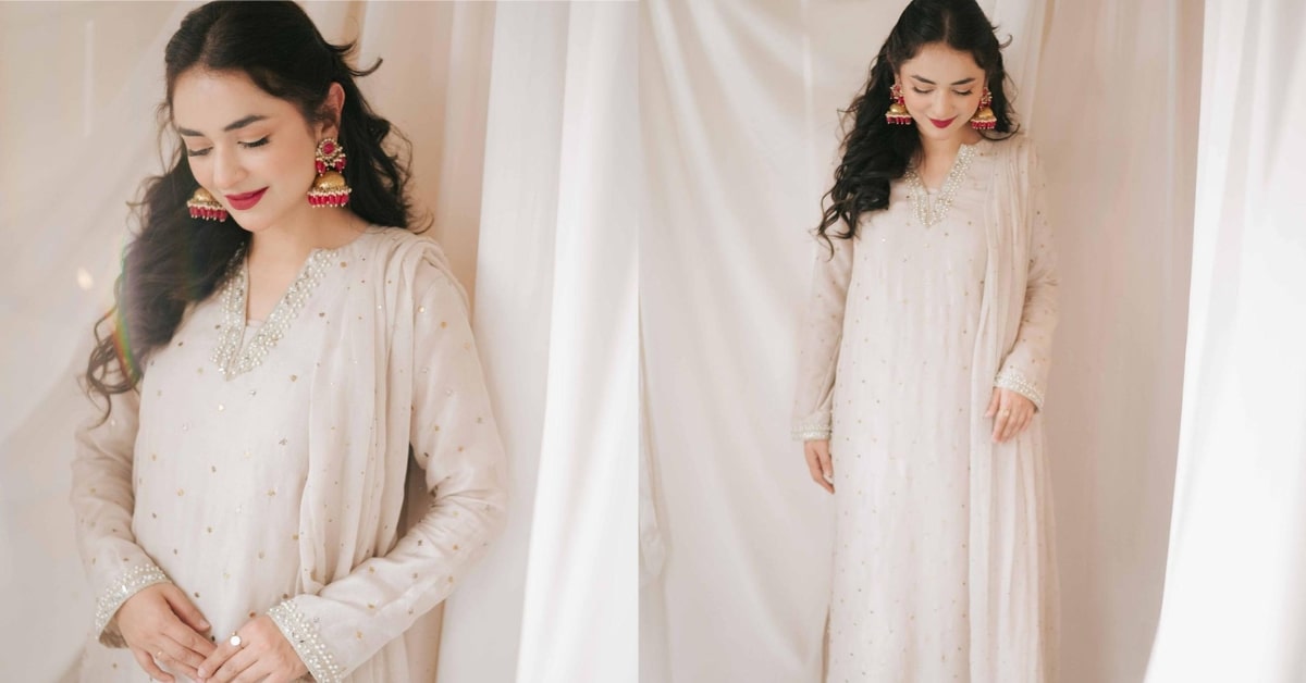 Yumna Zaidi looked ravishing acing all-white look by Noor’h Gul
